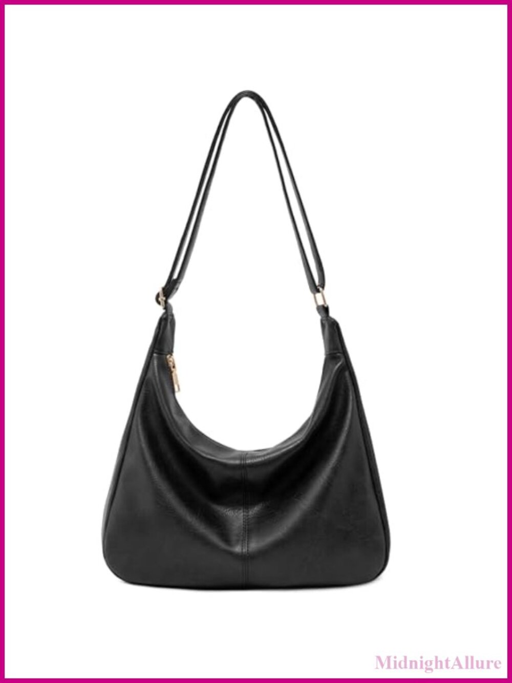 Vegan Leather Hobo Shoulder Bag Foldable Crossbody Purse Adjustable Strap
